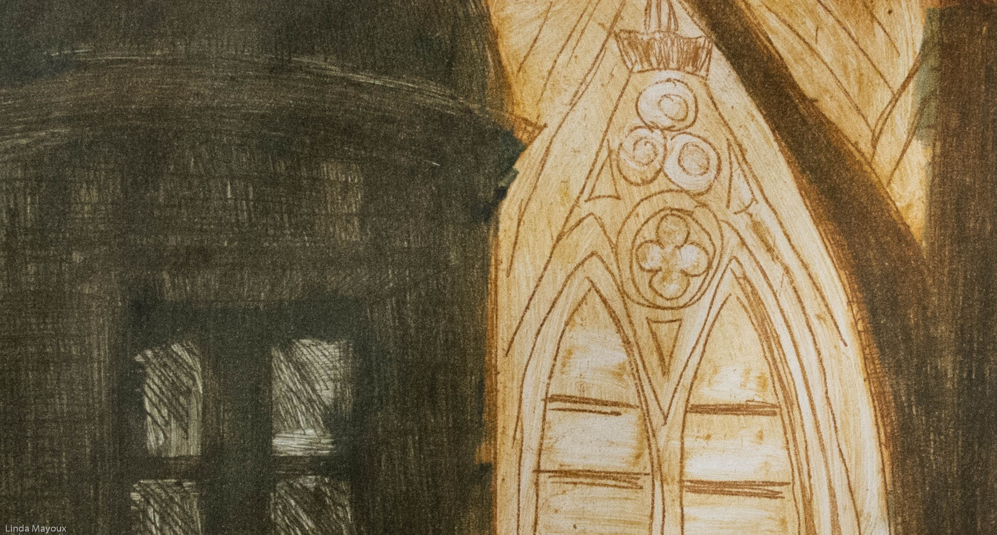 St John's College colour etching 2.